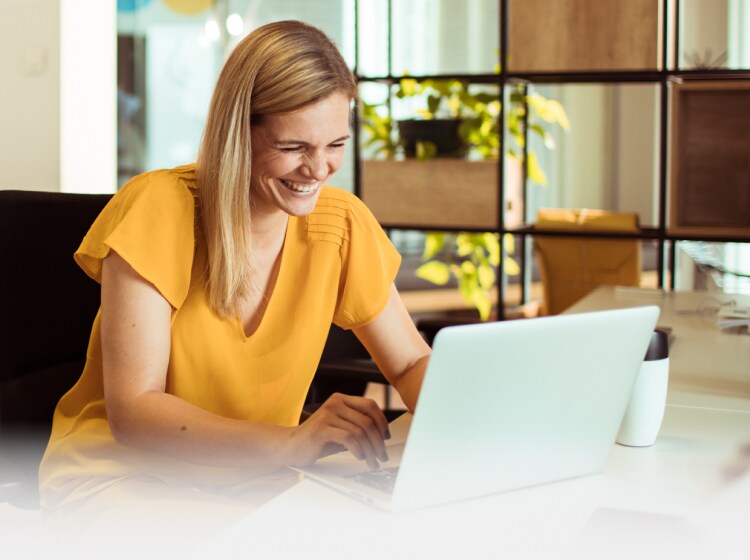 Female office worker smiling